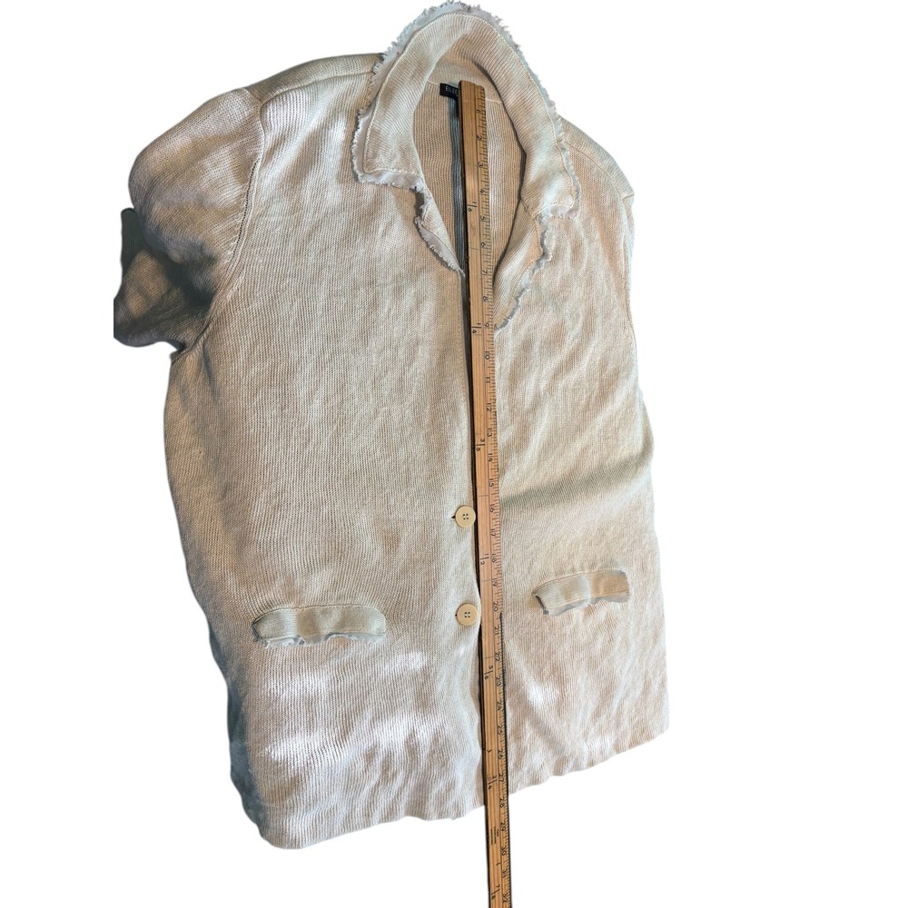 Eileen Fisher Tan Cotton‎ Linen Buttoned Cardigan. SZ 1X. Pockets. Old Money. - Picture 7 of 10